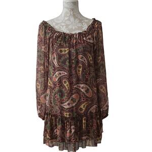 American Rag Brown Paisley 70s Boho Dress Small